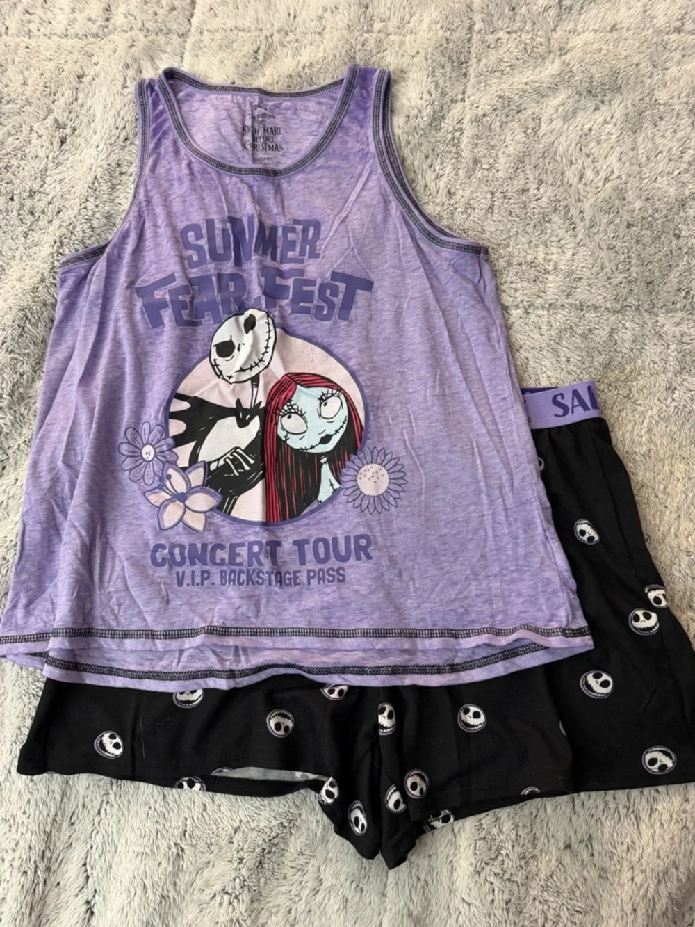 The Nightmare Before Christmas Purple Tank & Black Shorts Sleep Set - Picture 1 of 7